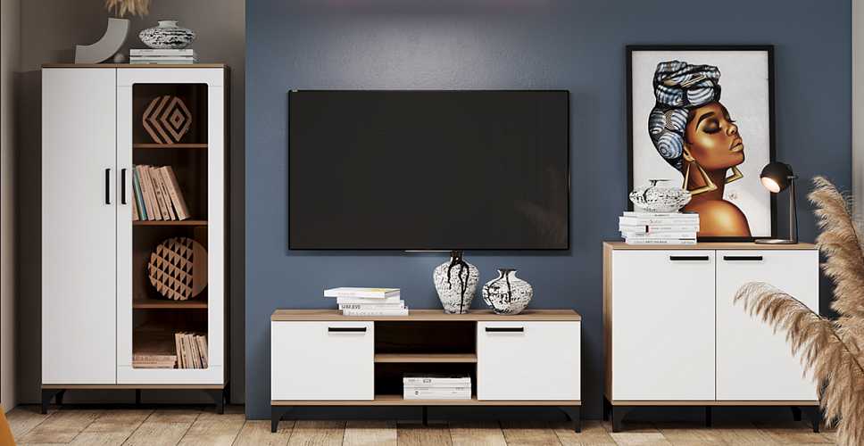 

Тумба под ТВ Prima НМ 013.45, Дуб крафт табачный/маренга, ТВ Prima НМ 013.45