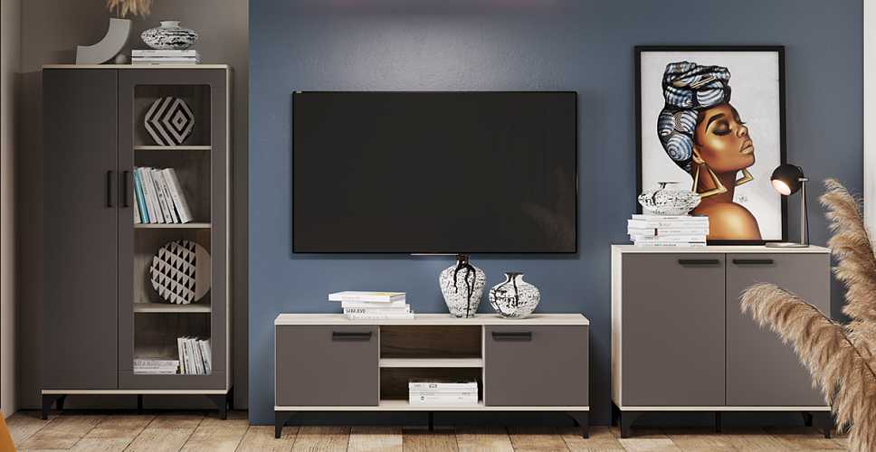 

Тумба под ТВ Prima НМ 013.45, Дуб крафт серый/софт графит, ТВ Prima НМ 013.45