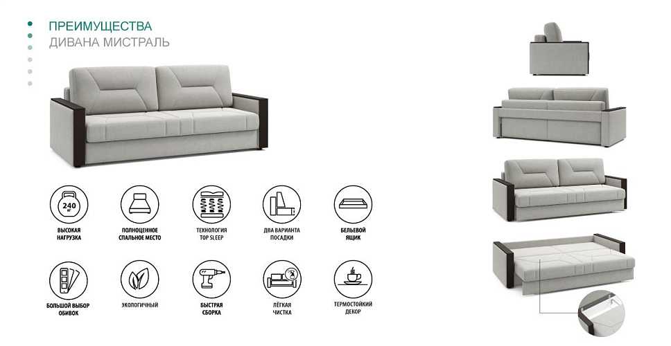 

Диван Мистраль, Капучино, Мистраль 226 прямой Капучино